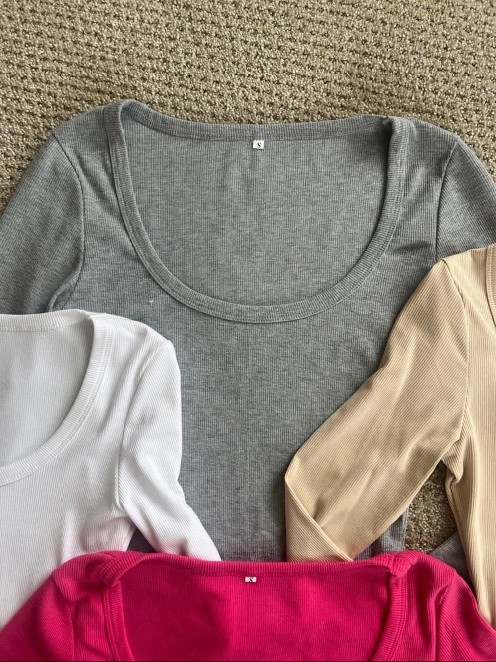 Amazon Women's Long-Sleeve Scoop Neck Top - White, Gray, Beige, Pink - Picture 5 of 5